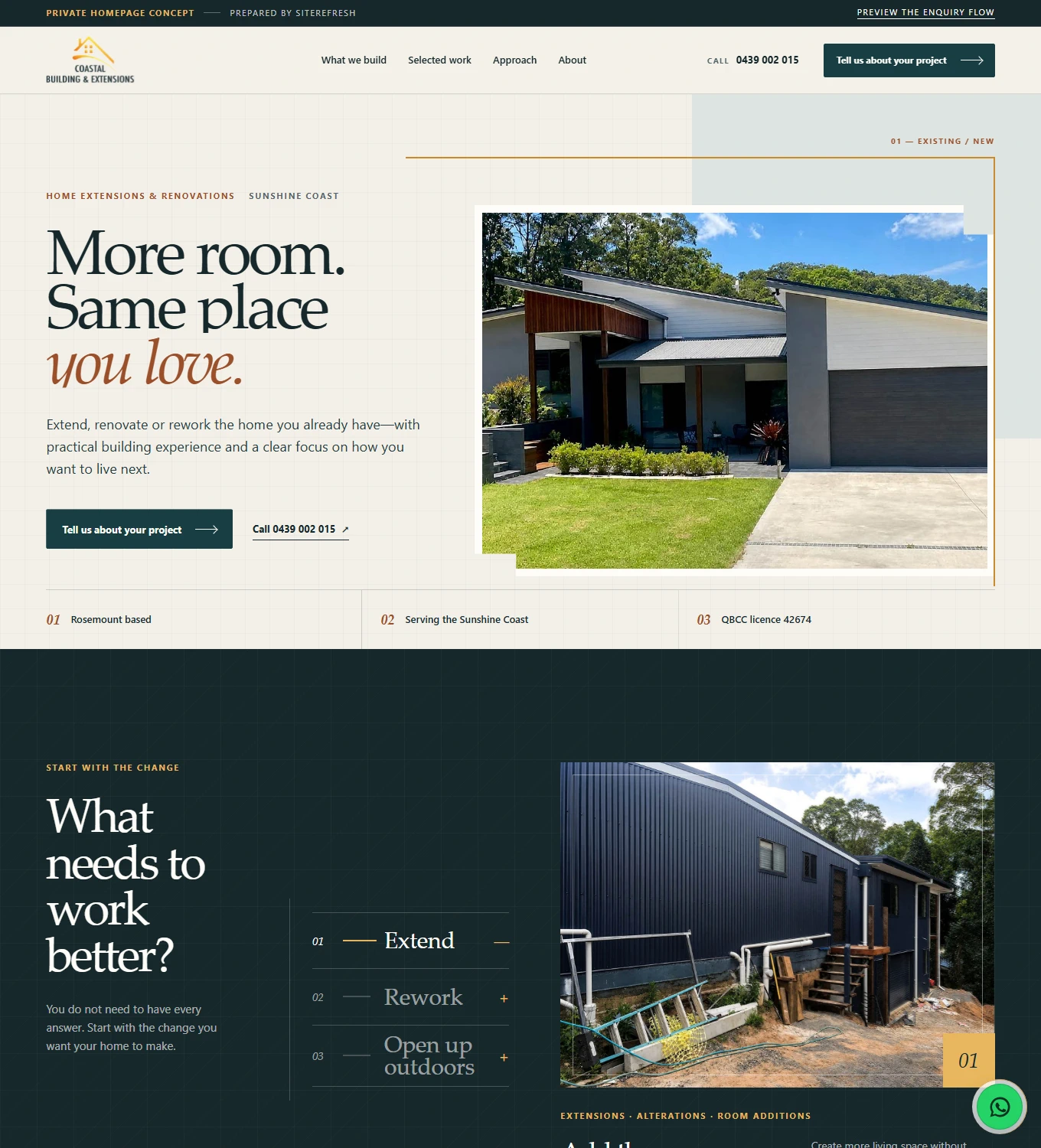 Tall homepage preview for Coastal Building and Extensions