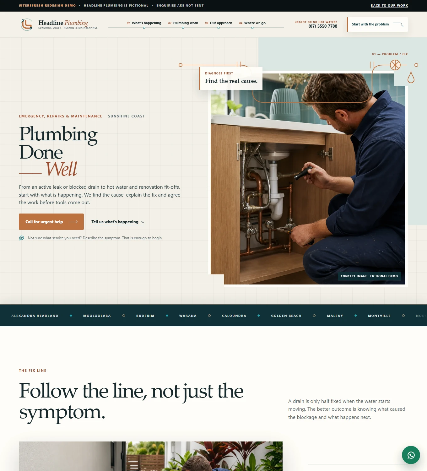 Tall homepage preview for Headline Plumbing