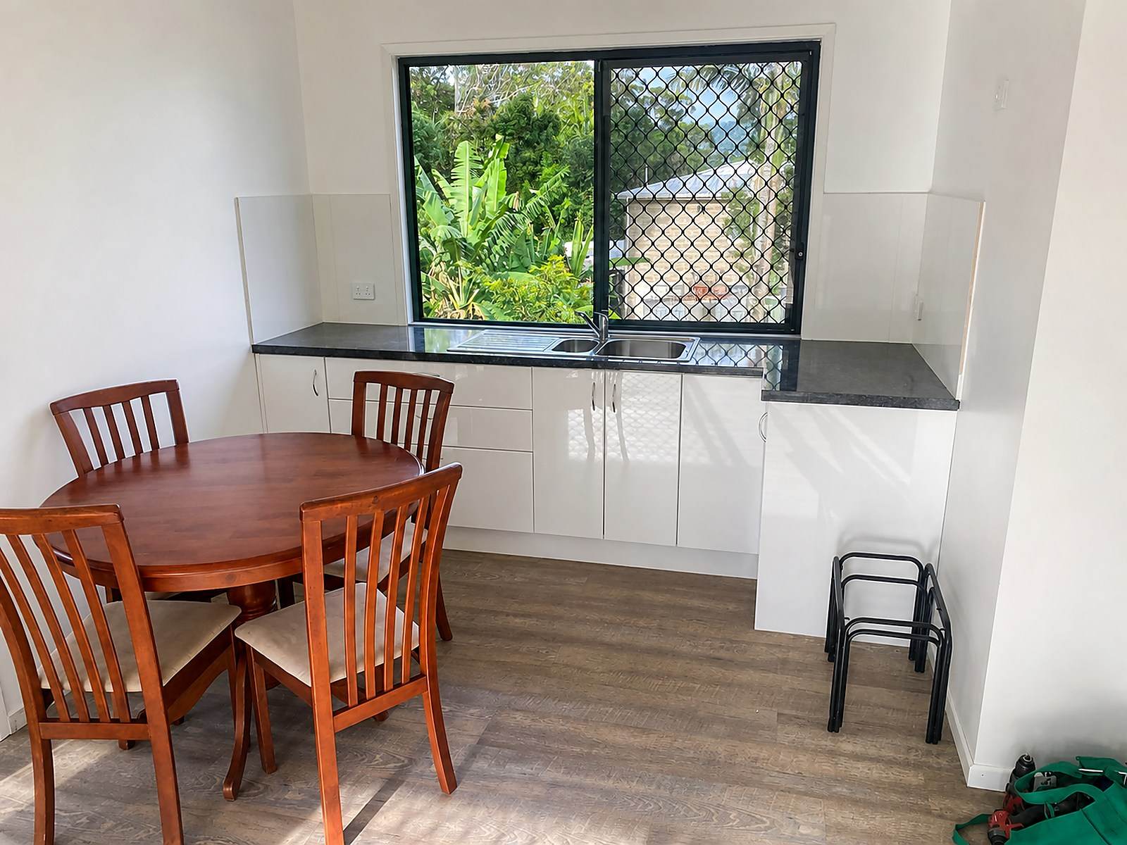 Completed light-filled kitchen and dining area.